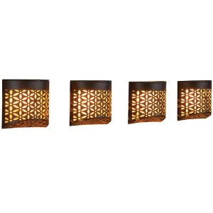 Collections Etc Solar Powered Shadow Fence Lights - Set of 4 Black - 1 of 3