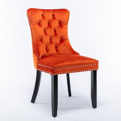 NicBex Dining Chair Set of 2 Modern Upholstered Velvet Fabric Tufted Side Chair with Wood Legs Dining Room Furniture