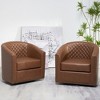 KINWELL 29" Wide Tufted PU Leather Swivel Barrel Chair (Set of 2) - 2 of 4