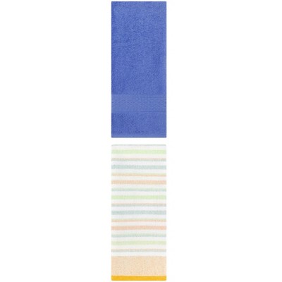 REGALWOVEN Striped Pattern Cotton Bathroom Hand Towel for Face Hair 13" x 30"/13" x 27" 2 Packs
