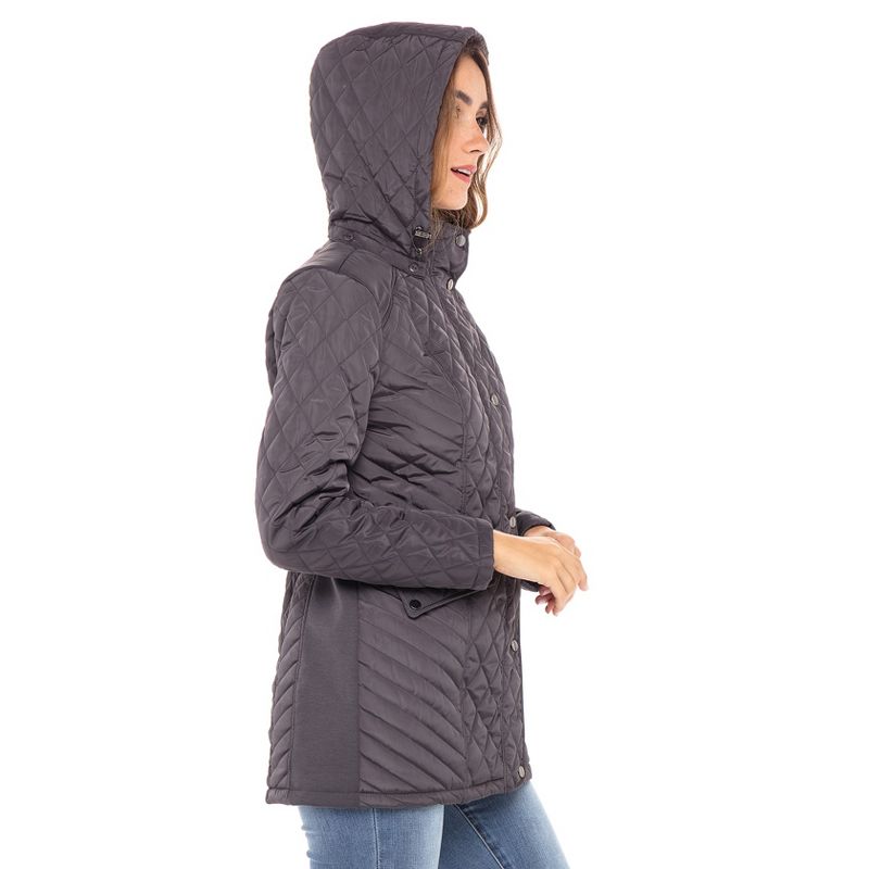 Sebby Collection Women's Quilted Jacket with Detachable Hood , 4 of 8