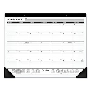 Academic Year Ruled Desk Pad, 21.75 x 17, White Sheets, Black Binding, Black Corners, 16-Month: Sept 2025 to Dec 2026 - 1 of 4