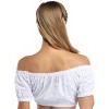 Women’s Off Shoulder Short Sleeve Crop Top Tie Front Stretchy Cotton Casual Summer Shirt - 4 of 4