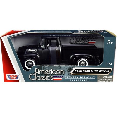 1956 Ford F-100 Pickup Truck Matt Black "American Classics" 1/24 Diecast Model Car by Motormax