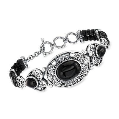 Ross-Simons Onyx Toggle Bracelet in Sterling Silver Size 7
