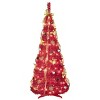 Artificial 6ft Red Pop Up Christmas Tree with 150 lights,4 ribbons,1 large bow,12 Christmas flowers,12 snowflakes,12 pine cones,12 60MM balls - 4 of 4