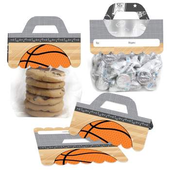 Big Dot of Happiness Nothin' But Net Basketball DIY Baby Shower or Birthday Party Clear Goodie Favor Bag Labels Candy Bags with Toppers Set of 24