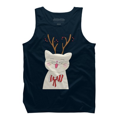Men's Design By Humans Christmas cat By Rasheb Tank Top
