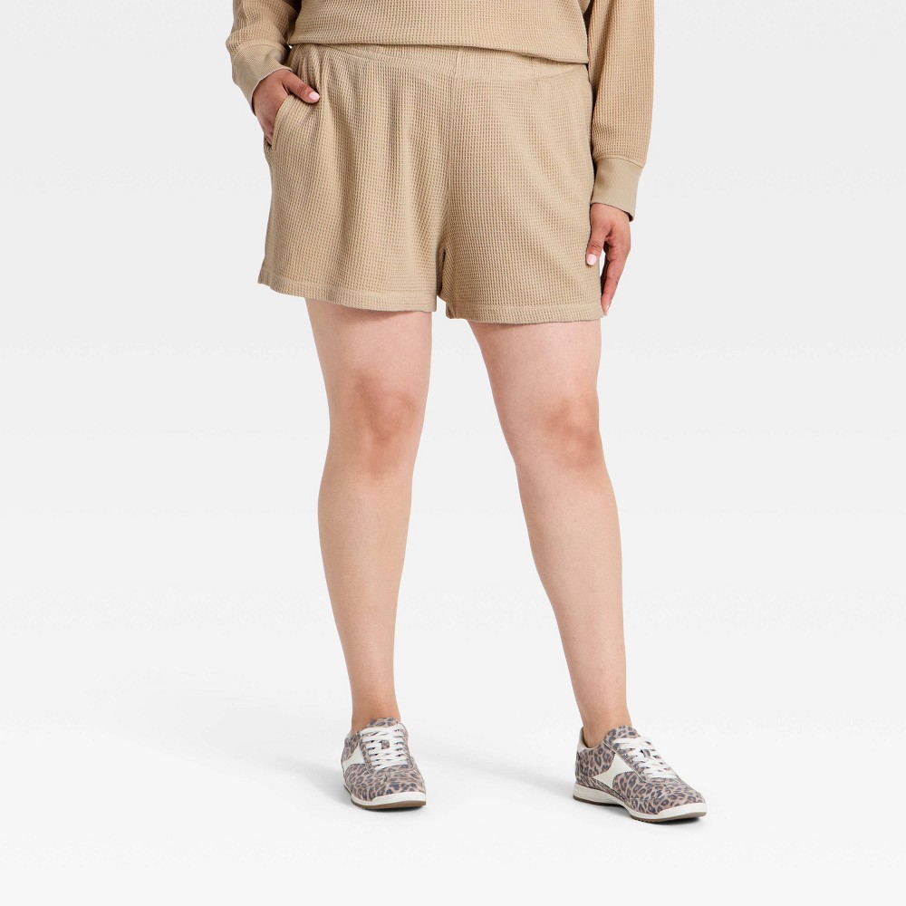 Women's Low-Rise Waffle Pull-On Shorts - Universal Thread™ Tan 3X