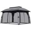 Resenkos Outdoor Garden Gazebo, Sunshade Gazebo Canopy,10' x 13' Patio Gazebo with Netting & Curtains, Vented Roof for Garden, Dark Gray - 4 of 4