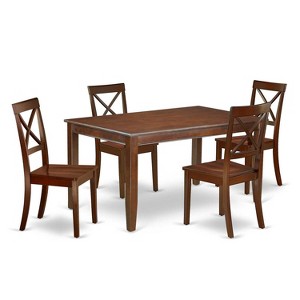 Art Nouveau Dining Set - 5 Piece Rectangular Table & 4 Chairs - 60 Inch Dining Room Furniture - 1 of 4