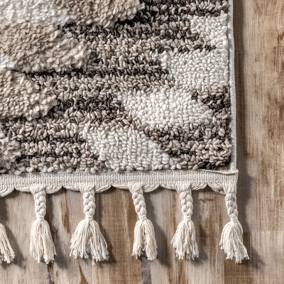 Beige Braided Spot Shag Synthetic 4' x 6' Area Rug