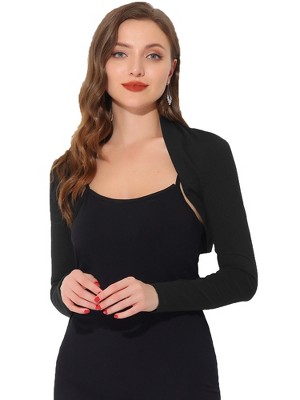 INSPIRE CHIC Women's Elegant Long Sleeve Knit Open Front Crop Bolero Shrug