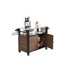 Outdoor Kitchen Wicker Storage Cabinet,Large Bar Cart With Wheels And Stainless Steel Tabletop For Patio Garden Dining Room-Coolbibila - 2 of 4