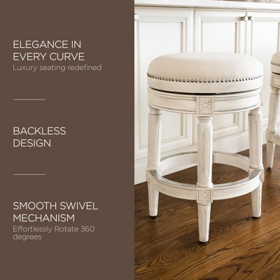 White Oak Backless Swivel Counter Stool with Upholstered Seat