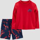 Carter's Just One You® Toddler Boys' 2pc Lobster Rash Guard Set - Red