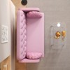 Upholstered Loveseat Couch With 2 Piercing-Shaped Pillows Wooden Legs Button Tufted Cushion Couch Sleeper Armrest Sofa - 3 of 4