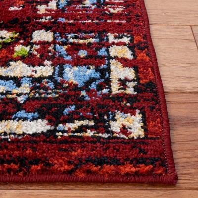 Red Synthetic Hand-knotted Round Area Rug