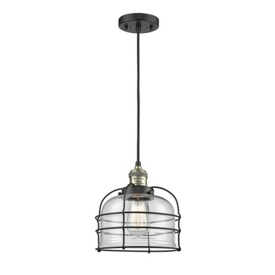Bell Cage - 1 Light Cord Hung Mini Pendant In Traditional Style-10 Inches Tall and 9 Inches Wide
