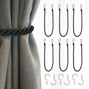 Unique Bargains Handmade Woven Braided Metal Screw Hooks Curtain Tiebacks - 1 of 4