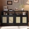 Merax Bohemian Rattan Sideboard Buffet Storage Cabinet with Adjustable Shelves - 3 of 4