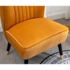 Velvet Contemporary Accent Chair with Thick Foam Cushion and Rubberwood Legs - 4 of 4