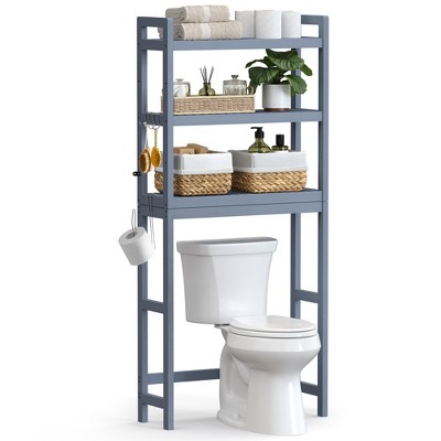3-Tier Bamboo Over The Toilet Shelf - Gray