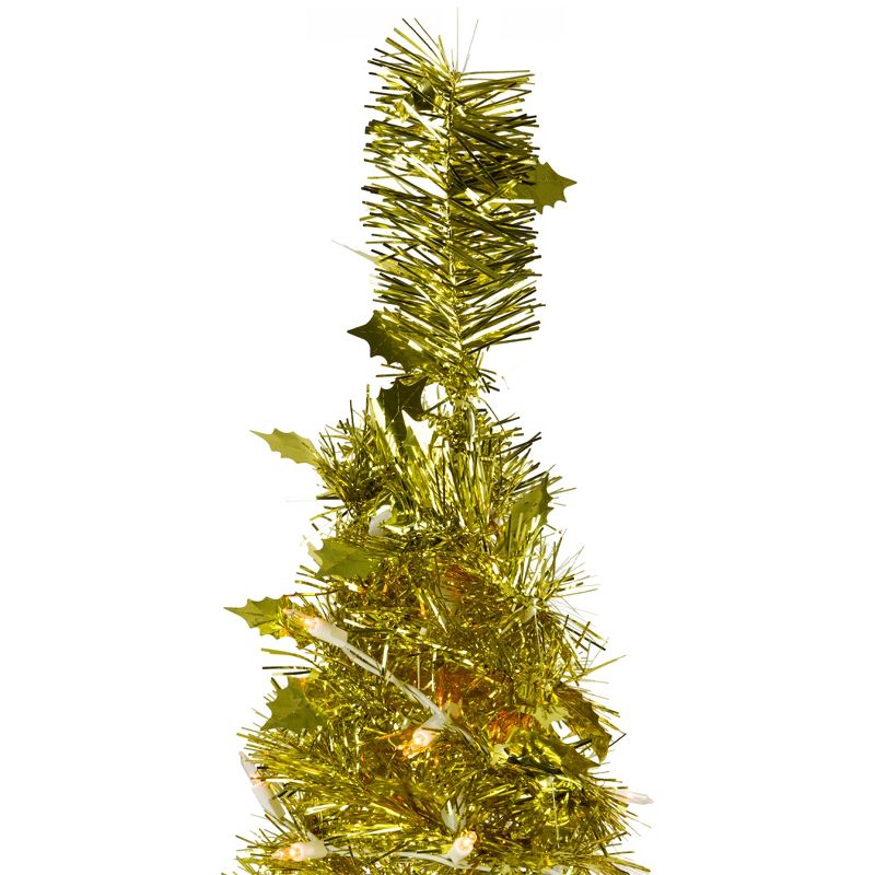Northlight 4' Pre-Lit Gold Tinsel Pop-Up Artificial Christmas Tree, Clear Lights, 4 of 6