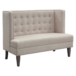 Mendosa Contemporary Wingback Button Tufted Bench Beige - ioHOMES