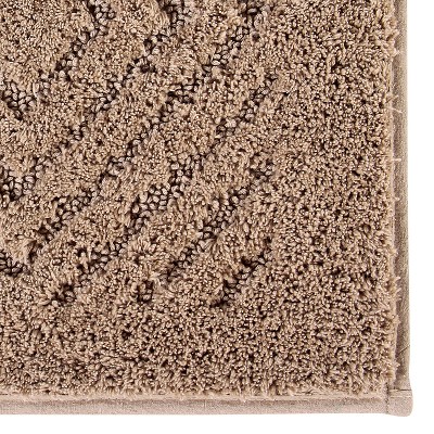 Beige Diamond Pattern Tufted Cotton Bath Rug 20" x 30"
