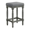 DSVIMOY Counter and Bar Stool Rustic Wooden Set of 2 with Velvet Padded Seat for Farmhouse Dining, Gray, 30.51"*18.9"*9.45" - 4 of 4