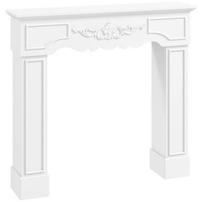 HOMCOM Baroque Fireplace Mantel, Freestanding Fireplace Surround for Electric Fireplaces with Leg, 43.3" W x 39.8" H, White