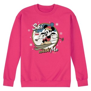Men's - Disney - Ski With Me Mickey Graphic Fleece Sweatshirt - 1 of 4