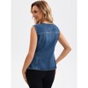 INSPIRE CHIC Women's V Neck Patch Pockets Button Down Sleeveless Denim Vest - 4 of 4