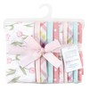 Hudson Baby Infant Girl Cotton Flannel Burp Cloths, Pink Tulips, One Size - 2 of 4
