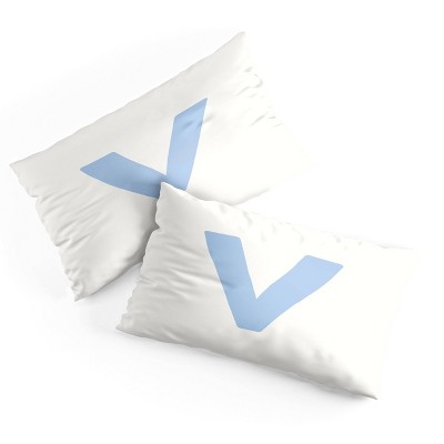 Deny Designs King April Lane Art Block Blue Monogram V Microfiber Printed Pillow Sham