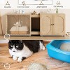 55.1" Double Cat Litter Box Enclosure with Rattan Doors - Hidden Cabinet for 2 Cats, Odor Control & Litter Mat - 2 of 4