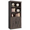 Farmhouse Book Case with Doors, 5 Tier Book Shelf with Cabinet, Wood 68.7" Tall 5 Shelf Book Case for Living Room, Home Office - 2 of 4