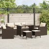 vidaXL Patio Sofa Set with Cushions Table and Modular Sofas 6 Piece Poly Rattan - Brown Glass - 2 of 4