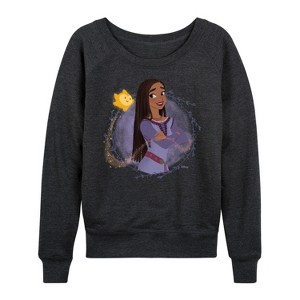 Women's - Disney - Asha & Her Star Lightweight French Terry Wide Neck Long Sleeve Shirt - 1 of 4