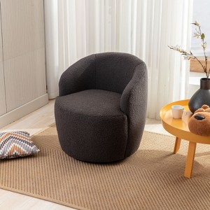 TiramisuBest Teddy Fabric Swivel Accent Armchair Barrel Chair Black Metal Ring Base Ergonomic Upholstered - 1 of 4