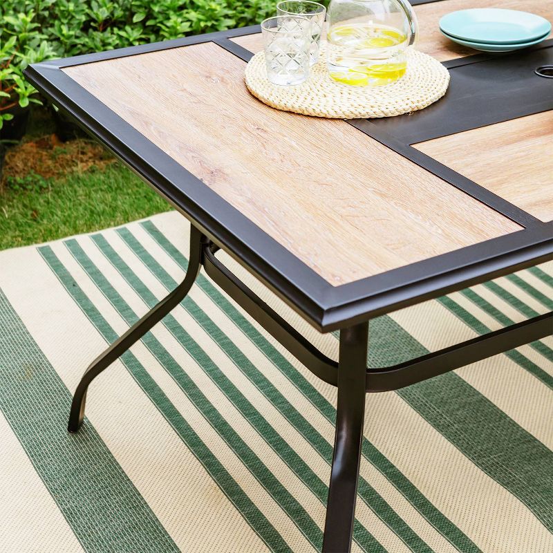 Captiva Designs Outdoor Rectangle Steel Dining Table with 1.57&#34; Umbrella Hole, 4 of 7