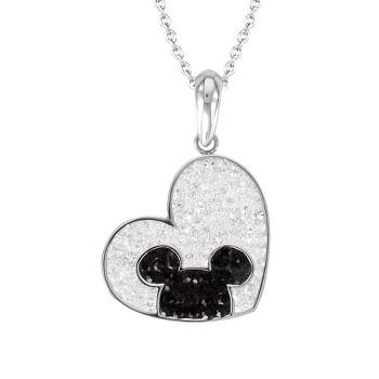 Disney Mickey Mouse Stainless Steel Crystal Heart Necklace, Official License