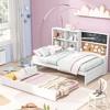 KIGFTSOD Daybed with Storage Shelves, Blackboard, Cork board, USB Ports and Twin Size Trundle, White - 2 of 4