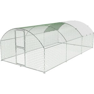 TackView Metal Chicken Coop, Walking Poultry Cage Hen Run House Cage Coops, with Waterproof and Anti-Ultraviolet Cover for Backyard Farm, Silver - 1 of 4