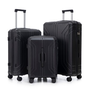 Gulches 3-Piece Luggage Set: 20"/24"/28" ABS Spinner Suitcases in Black with TSA Lock - 1 of 4
