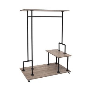 Organize It All Pipe Line Closet Organizer: Brown Garment Rack, MDF & Metal Frame, 64.5" Height, Closet System - 1 of 4