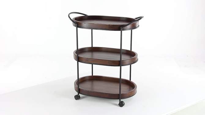 Wood 3 Tier Oval Tray Cart Brown - Olivia & May, 2 of 18, play video