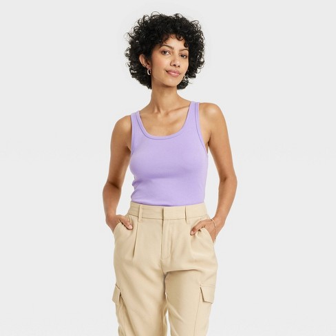 Women's Slim Fit Tank Top - A New Day™ Lavender Xl : Target