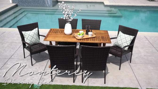 Monterey 7pc Acacia & Wicker Dining Set - Christopher Knight Home, 2 of 8, play video